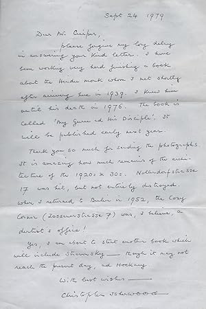 Christopher Isherwood's Autograph Letter