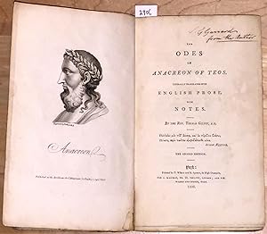 The Odes of Anacreon of Teos Literally Translated into English Prose with Notes (inscribed)
