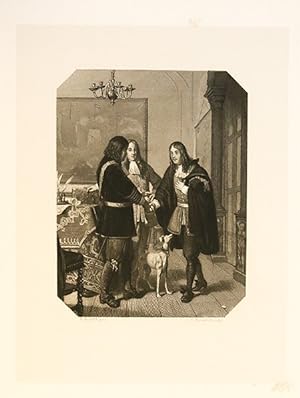 Antique Engraving 19th century, The reconciliation between Cornelis Tromp and Michiel de Ruyter -...