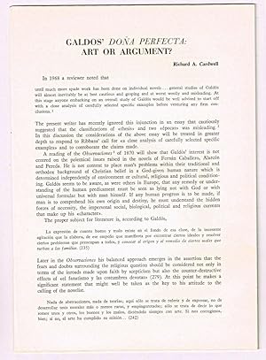 Galdos' Doña Perfecta: art or argument? [original single article from Anales Galdosianos, Año VII...