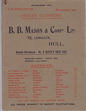 Prices Current B.B. Mason et Compy. Lt