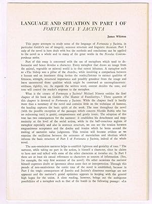 Language and Situation in Part I of Fortunata y Jacinta [original single article from Anales Gald...