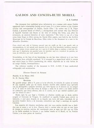 Galdos and Concha-Ruth Morell [original single article from Anales Galdosianos, Año VIII (1973), ...