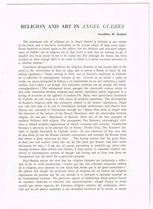 Religion and Art in Angel Guerra [original single article from Anales Galdosianos, Año VIII (1973...