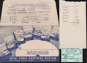 New York Central System Water Level Route.You can Sleep. Envelope and Pullman Co. Passenger check...