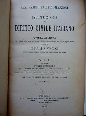 ISTITUZIONI DI DIRITTO CIVILE ITALIANO Quinta Edizione Vol. I PARTE GENERALE