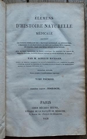 ÉLÉMENS d'HISTOIRE NATURELLE MÉDICALE - première partie : Zoologie
