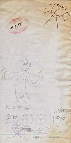 Figürliche Zeichnung auf Briefkuvert.