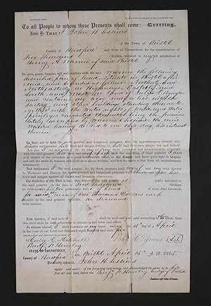 Mortgage Deed Between John H. Sessions and Henry A. Warner, Rec'd. April 15, 1865, Bristol, Conne...