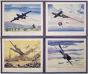 German and Japanese Fighter and Bomber Airplanes. [LOT OF 12 COLOR PRINTS vintage]