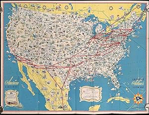 American Airlines System Map. Route of the Flagships.