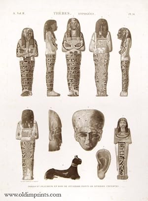 Thebes. Hypogees. Idoles et Fragmens en Bois de Sycomore Peints de Diverses Couleurs.