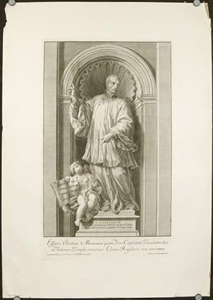 Effigies Statuae Marmoreae quam Divo Cajetano fundatori Suo in Vaticano Templo erexerunt Clerici ...