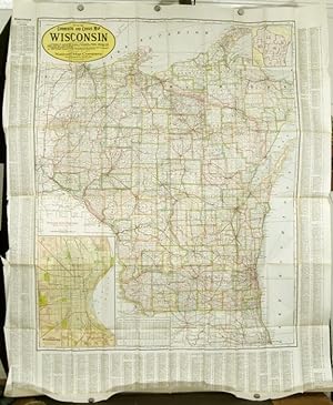 New Commercial and Census Map of Wisconsin Showing Counties in Different Colors - Townships, Citi...