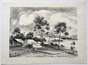 Adolf Dehn Signed Lithograph A Barn in Upstate New York ca. 1939