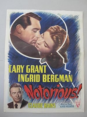 Notorious (Alfred Hitchcock) Vintage Belgian movie poster