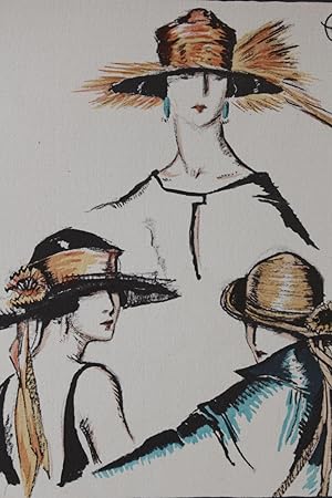Trois chapeau de Camille Roger (pl.17, La Gazette du Bon ton, 1921 n°3)