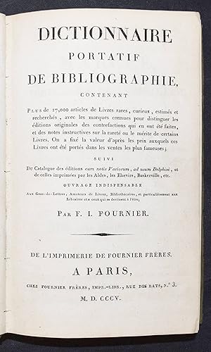 Dictionnaire portatif de bibliographie, contenant plus de 17,000 articles de livres rares, . siuv...