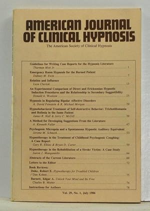 The American Journal of Clinical Hypnosis, Volume 29, Number 1 (July 1986)