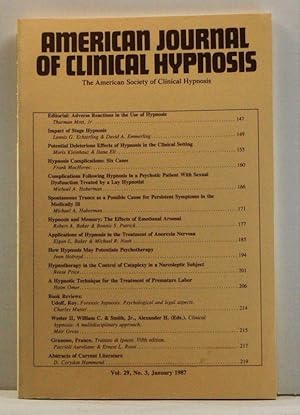 The American Journal of Clinical Hypnosis, Volume 29, Number 3 (January 1987). Special Issue: Dis...