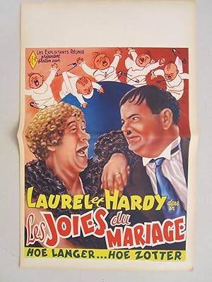 Laurel & Hardy Poster 'Les Joies du Mariage / Hoe langer . hoe zotter' Vintage Belgian movie poster