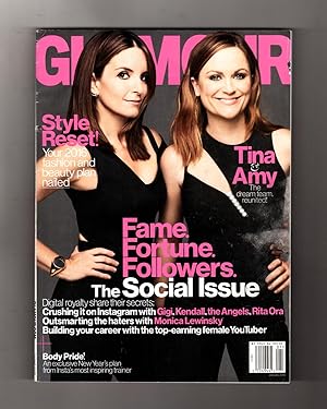 Glamour Magazine - January, 2016. Tina Fey & Amy Poehler Cover. Olivier Rousteing; Instagram; Rit...