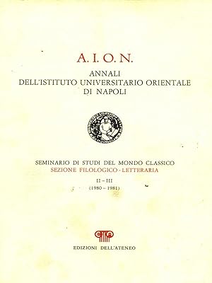A.I.O.N. annali dell'istituto universitario orientale di Napoli / II e III (1980-1981)