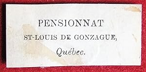 Ex-libris Québec. Pensionnat St-Louis de Gonzague