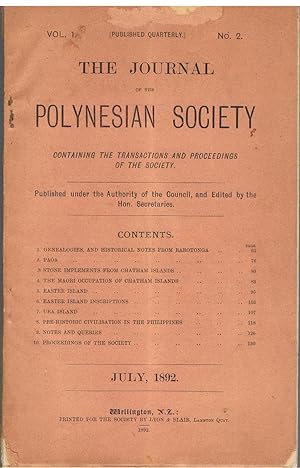 The Journal of the Polynesian Society. Vol. 1. No. 2. July 1892.