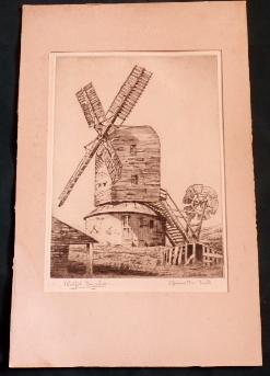 Sprowston Mill, Norwich, Norfolk. Dry Point Etching 1908.