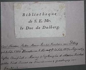 Bibliotheque de S.E. Mr. le Duc de Dalberg.