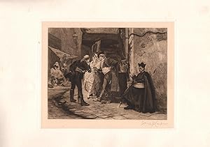 Original Pencil Signed Etching Scene at a Spanish Diligence Station, by William St. John Harper b...