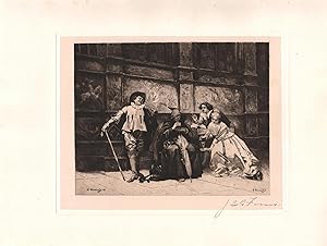 Original Pencil Signed Etching Levying Contributions, by Jean Leon Gerome Ferris by Edouard Zamac...