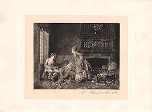 Original Pencil Signed Etching The First Born, by Frank Raubicheck by Jean Georges Vibert (Painte...