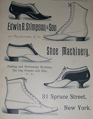Edwin. B. Stimpson and Son Shoe Manufacturers Original 1890 Full Page Advertisement