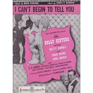 Vintage Sheet Music with Betty Grable for "I Can't Begin to Tell You"