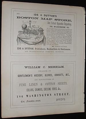 Rare Original 1853 Illustrated Advertisement for Boston Map Store , Clothing Store