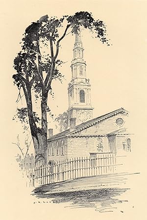First Baptist Meeting House in Providence Rhode Island by O. R. Eggers Original 1922 Print