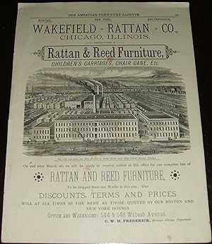 An Original 1888 Illustrated Advertisment for Wakefield & Rattan Company Chicago Factory View