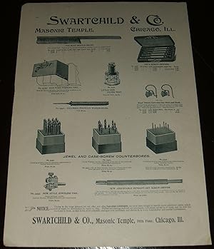 Swartchild Co. Chicago IL Original 1893 Illustrated Advertisement for Jeweler's Tools