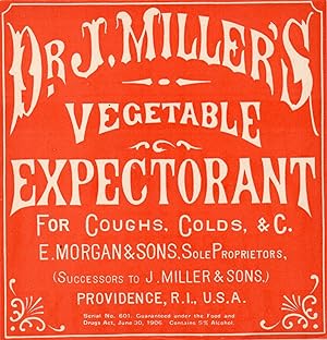 An Original Vintage Box Label for Dr. J. Miller's Vegetable Expectorant Circa 1910