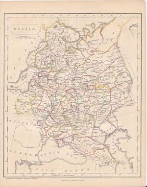 Original Engraved Map of Russia with Hand Colored Outlines