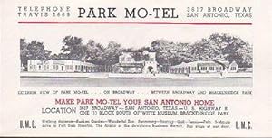 Vintage Illustrated Advertising Brochure Park Motel, San Antonio Texas