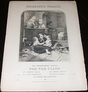 Original 1864 Sheet Music Engraved Cover Children's Wreath "Willie Gallop"
