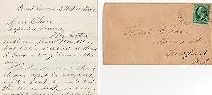 Original 1872 Rhode Island Quaker Letter from Daniel Kenyon East Greenwich, to Levi Chase, Newport