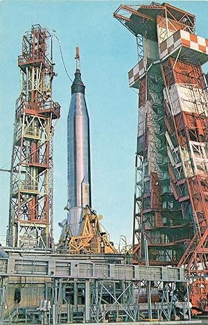 An Original 1960's Postcard of the Mercury Atlas Vehicle MA-7 & Aurora 7