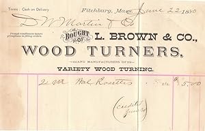 L. Brown & Co. Wood Turners Original 1880 Company Billhead