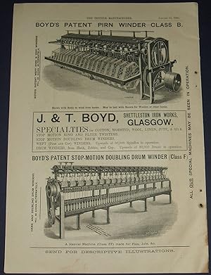 1886 Illustrated Advertisement for J & T Boyd Shettleston Iron Works Glasgow