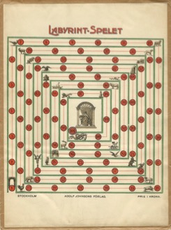 Labyrint-spelet. (Labyrinth board game). Stockholm, Adolf Johnsons förlag, Central-tryckeriet, 1903.
