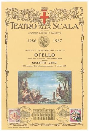Two broadsides in commemoration of the 100th anniversary of the first performance of Verdi's Otel...